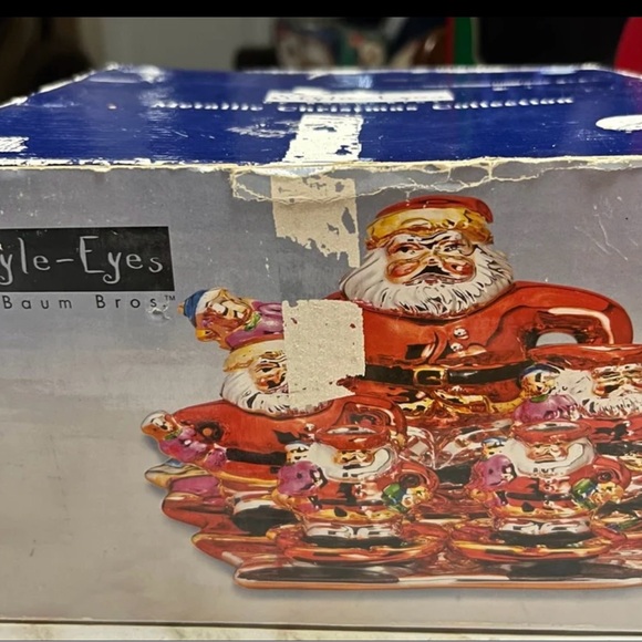 Style-Eyes by Baum Bros. Mini- 10 Piece Tea Set Metallic Santa Claus (New) - Picture 9 of 12